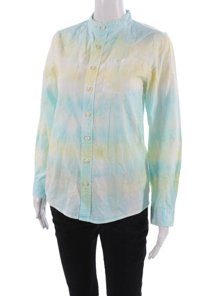 Riley Womens Basic Button-Up Cotton Tie Dye Collared Long Sleeve Size XS