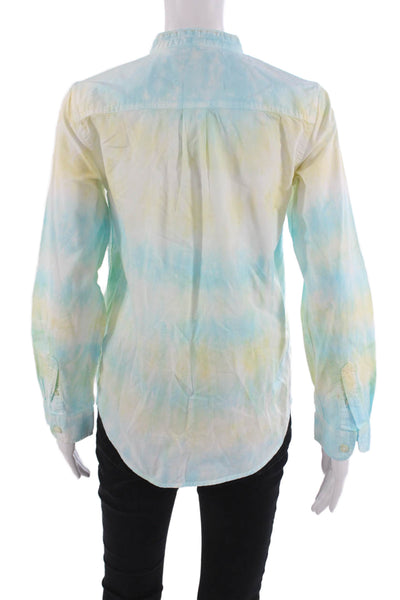 Riley Womens Basic Button-Up Cotton Tie Dye Collared Long Sleeve Size XS