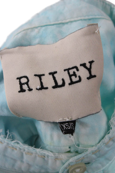 Riley Womens Basic Button-Up Cotton Tie Dye Collared Long Sleeve Size XS