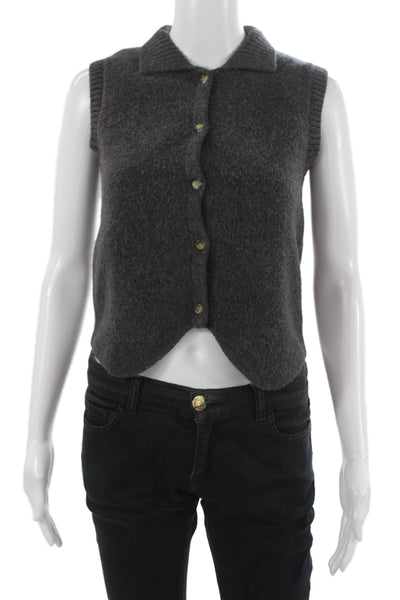 Zara Women Gray Collared Sweater Vest Polyester Size S