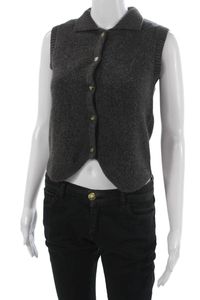 Zara Women Gray Collared Sweater Vest Polyester Size S
