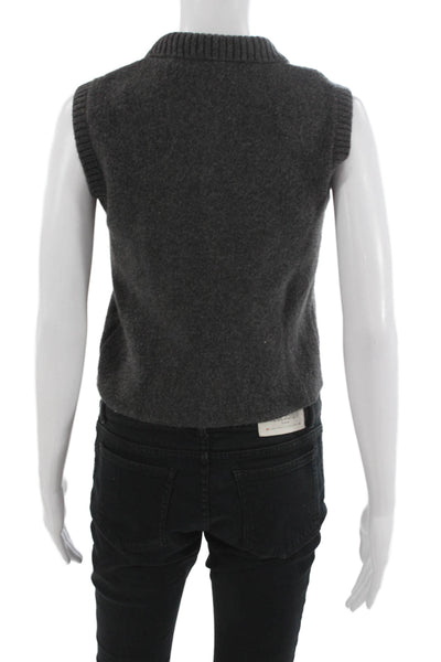 Zara Women Gray Collared Sweater Vest Polyester Size S