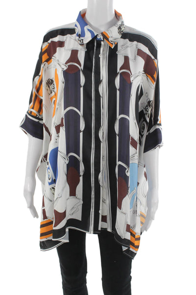 Cindi Gindi Women Tunic Blouse Multicolor Striped 3/4 Sleeve Size L