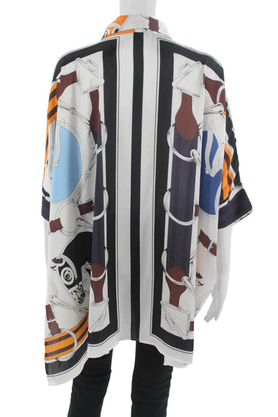 Cindi Gindi Women Tunic Blouse Multicolor Striped 3/4 Sleeve Size L