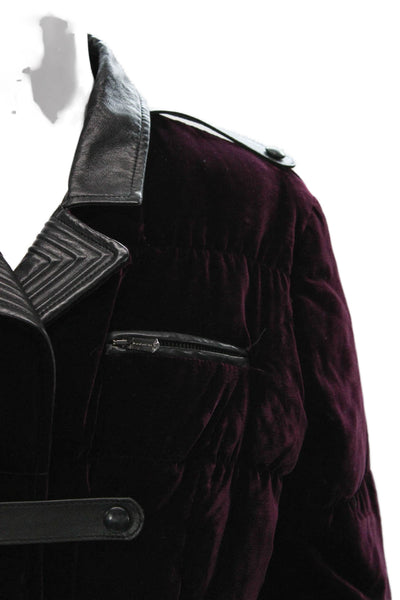 VERSUS by Versace Womens Puffer Jacket Purple Velvet Button Long Sleeve Size 46