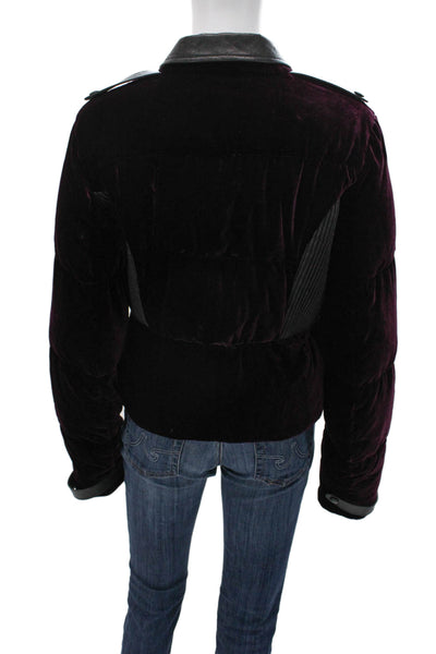 VERSUS by Versace Womens Puffer Jacket Purple Velvet Button Long Sleeve Size 46