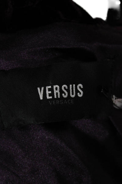 VERSUS by Versace Womens Puffer Jacket Purple Velvet Button Long Sleeve Size 46