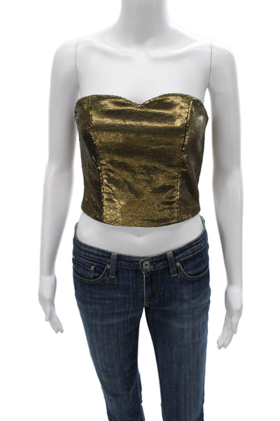 Nonchalant Label Women Corset Top Gold Sweetheart Sleeveless Size S