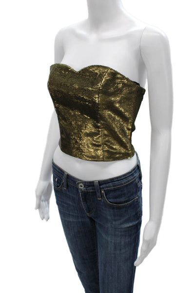 Nonchalant Label Women Corset Top Gold Sweetheart Sleeveless Size S