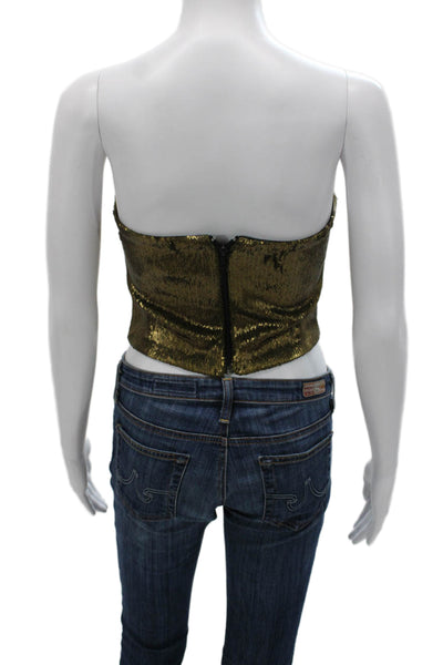 Nonchalant Label Women Corset Top Gold Sweetheart Sleeveless Size S