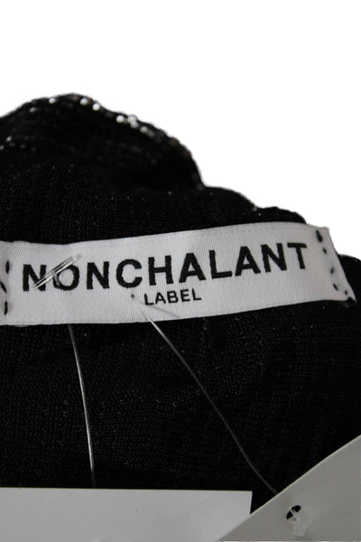 Nonchalant Label Womens Cropped V-Neck Black Blouse Long Sleeve Size S