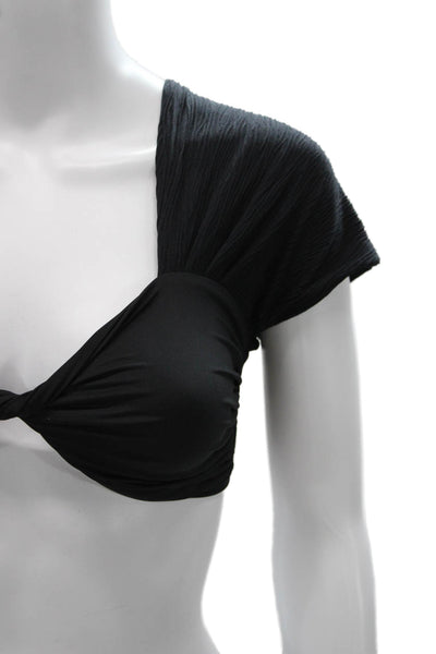 Nonchalant Label Womens Cropped Black T-Shirt Sweetheart Neckline Size M