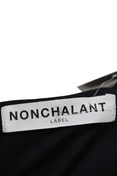 Nonchalant Label Womens Cropped Blouse Black Sweetheart Short Sleeve Size XS