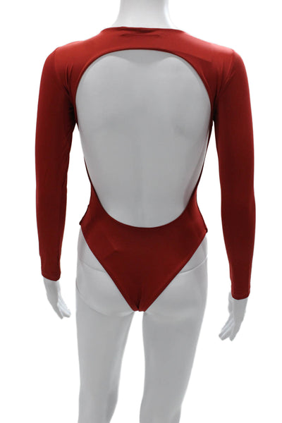 Nonchalant Label Womens One Piece Bodysuit Red Long Sleeve Size M