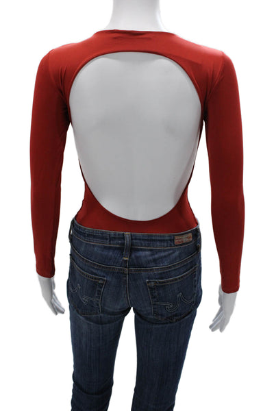 Nonchalant Label Womens One Piece Bodysuit Red Long Sleeve Size M
