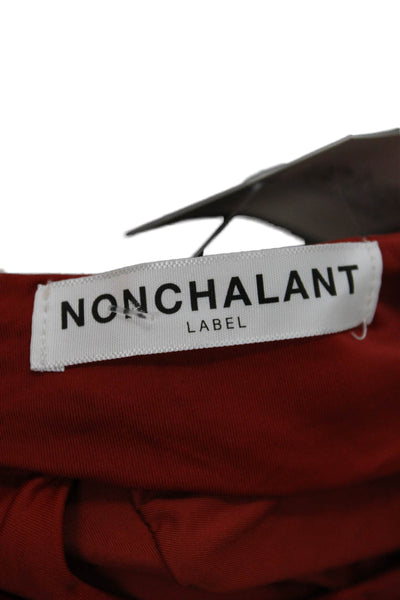 Nonchalant Label Women Bodysuit Red Nylon Round Neck Long Sleeve Size L