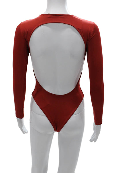 Nonchalant Label Women One Piece Bodysuit Red Nylon Long Sleeve Size XS