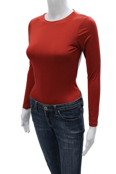 Nonchalant Label Women One Piece Bodysuit Red Nylon Long Sleeve Size XS