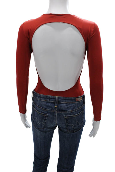Nonchalant Label Women One Piece Bodysuit Red Nylon Long Sleeve Size XS