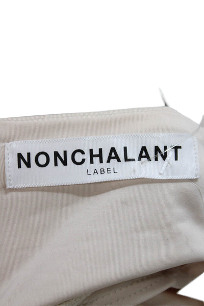 Nonchalant Label Womens Cropped Sweetheart Neckline Nylon Blouse Beige Sz XS