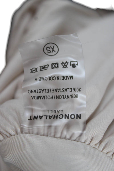Nonchalant Label Womens Cropped Sweetheart Neckline Nylon Blouse Beige Size XS