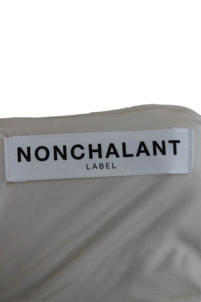 Nonchalant Label Womens Cropped Sweetheart Neckline Nylon Blouse Beige Size XS