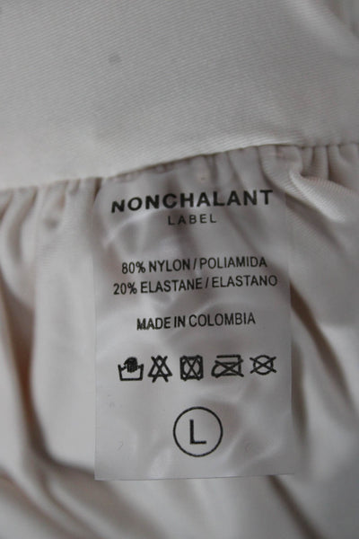 Nonchalant Label Womens Cropped Sweetheart Blouse Beige Short Sleeve Size L