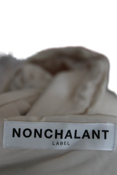 Nonchalant Label Womens Cropped Sweetheart Blouse Beige Short Sleeve Size L