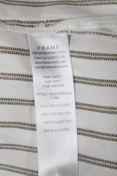 Frame Womens Collared Striped Button-Up Long Sleeve White Size M