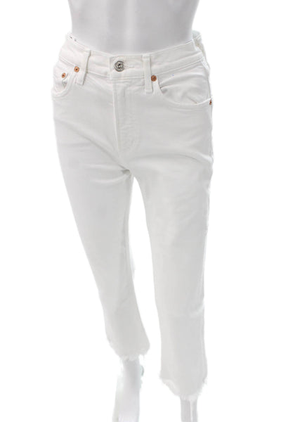 Citizens of Humanity Womens Cropped Jeans White High Rise Cotton Blend Size 24