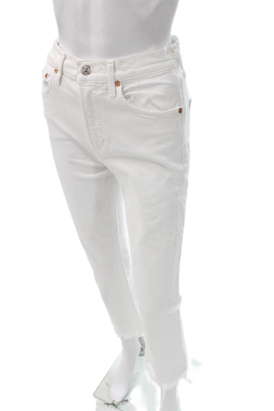 Citizens of Humanity Womens Cropped Jeans White High Rise Cotton Blend Size 24