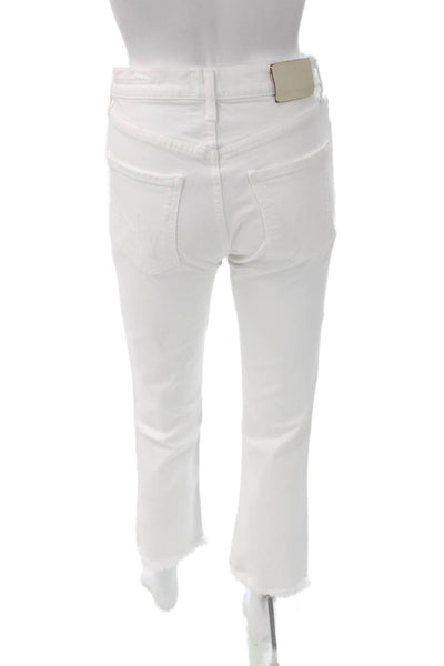 Citizens of Humanity Womens Cropped Jeans White High Rise Cotton Blend Size 24