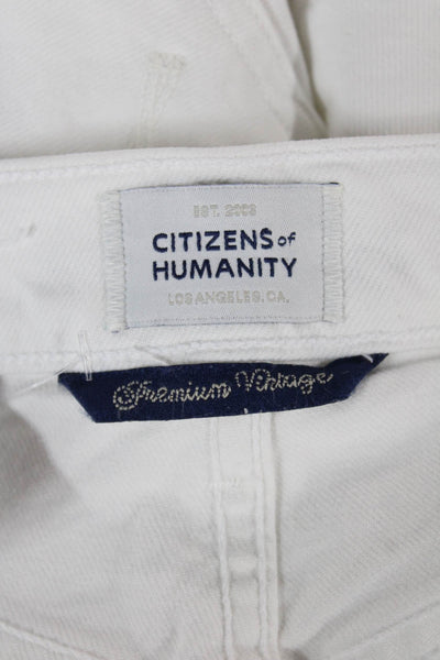 Citizens of Humanity Womens Cropped Jeans White High Rise Cotton Blend Size 24