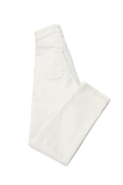 3x1 NYC Womens Ivory Straight Jeans High Rise Button Cotton Blend Size 24