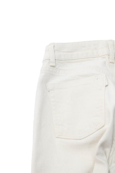 3x1 NYC Womens Ivory Straight Jeans High Rise Button Cotton Blend Size 24