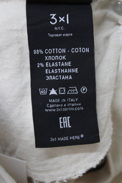3x1 NYC Womens Ivory Straight Jeans High Rise Button Cotton Blend Size 24