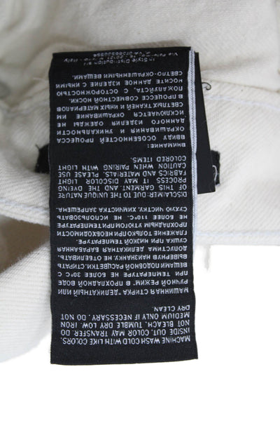 3x1 NYC Womens Ivory Straight Jeans High Rise Button Cotton Blend Size 24