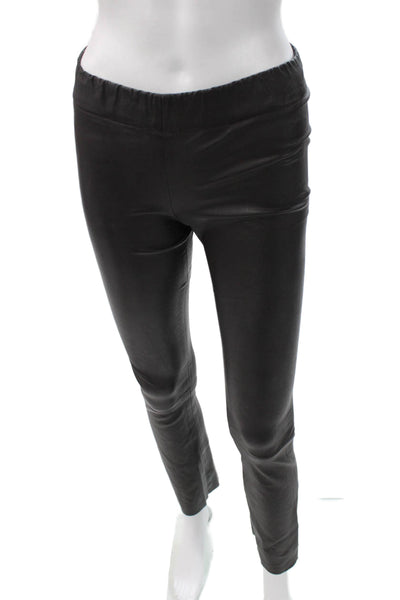 Sharis Place Women Ankle Faux Leather Leggings Black Size 0