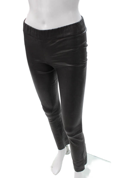 Sharis Place Women Ankle Faux Leather Leggings Black Size 0