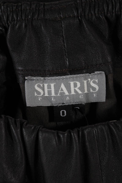 Sharis Place Women Ankle Faux Leather Leggings Black Size 0