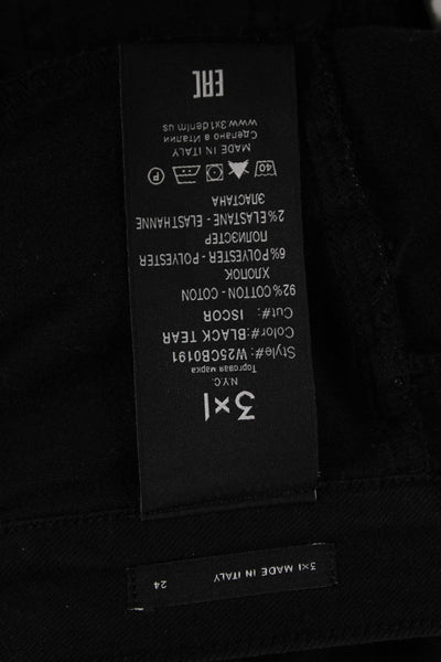 3x1 NYC Womens Cropped Black Jeans Mid Rise Cotton Inseam 26 Size 24