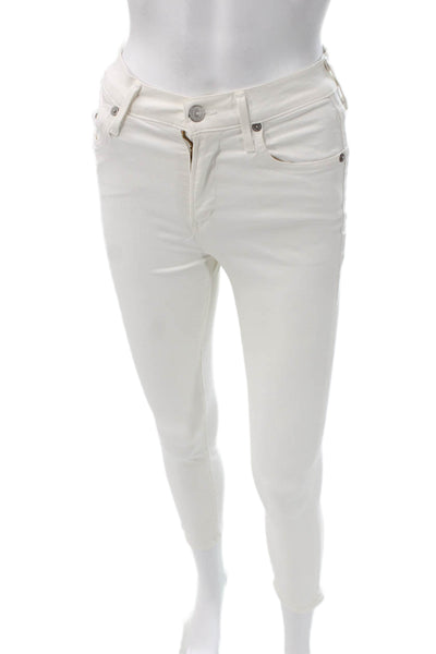 Citizens of Humanity Women Skinny White Cotton Jeans Mid Rise Inseam 26 Size 24