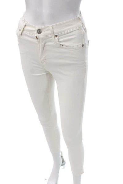 Citizens of Humanity Women Skinny White Cotton Jeans Mid Rise Inseam 26 Size 24