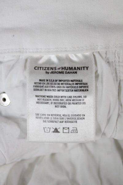 Citizens of Humanity Women Skinny White Cotton Jeans Mid Rise Inseam 26 Size 24
