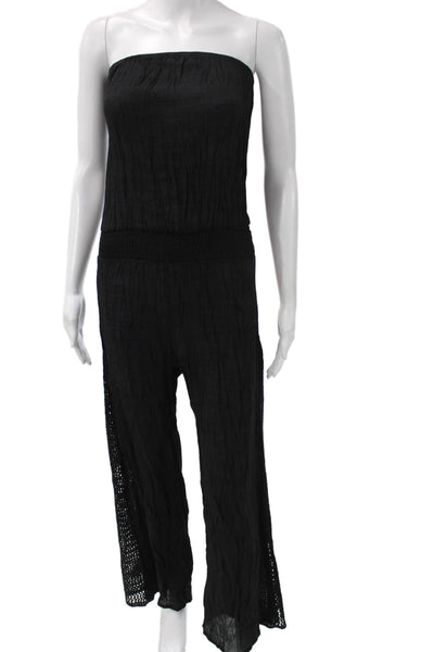 Elan Womens Strapless Black Jumpsuit Sleeveless Acrylic Pullover Size XS