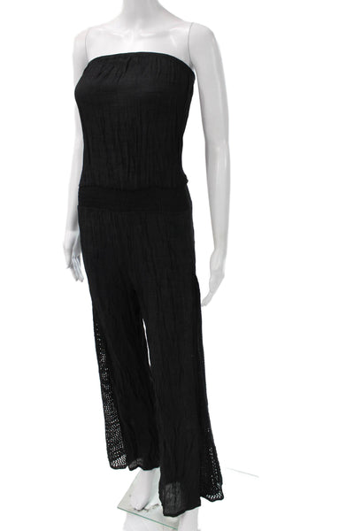 Elan Womens Strapless Black Jumpsuit Sleeveless Acrylic Pullover Size XS