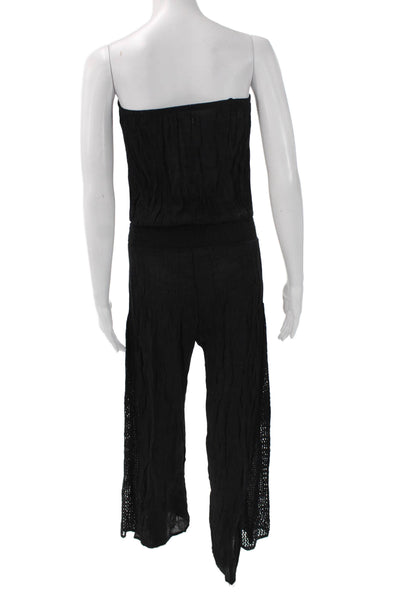 Elan Womens Strapless Black Jumpsuit Sleeveless Acrylic Pullover Size XS