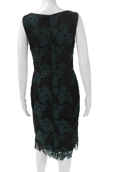 David Meister Women Sheath Dress Black Boat Neck Sleeveless Short Zip Size 6