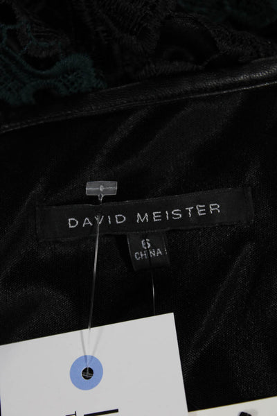 David Meister Women Sheath Dress Black Boat Neck Sleeveless Short Zip Size 6