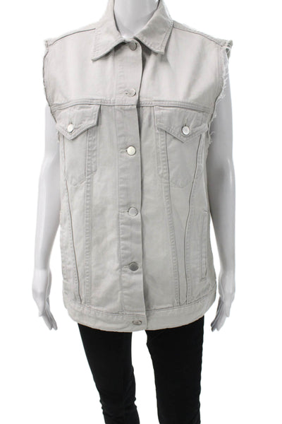 J Brand Womens Gray Denim Sleeveless Button Vest Size M